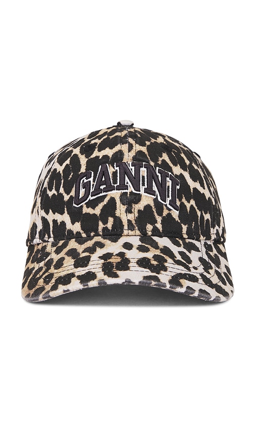 Washed Cotton Canvas Embroidered Cap in Brown.
