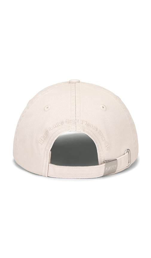  Ganni Washed Cotton Canvas Embroidered Cap In Ivory. 