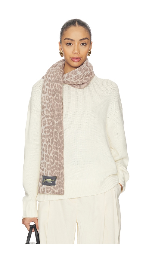 Ganni Graphic Knit Scarf In Brown