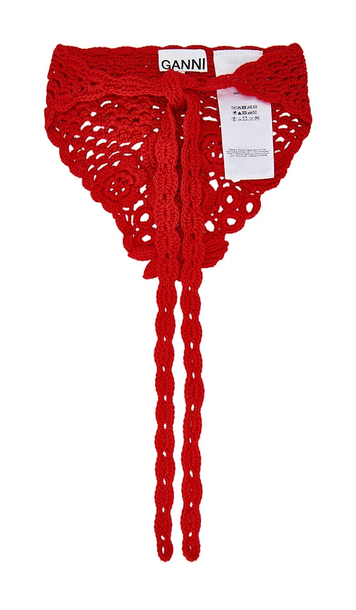  Ganni Gehäkeltes Kopftuch Crochet Head Scarf In Red. 