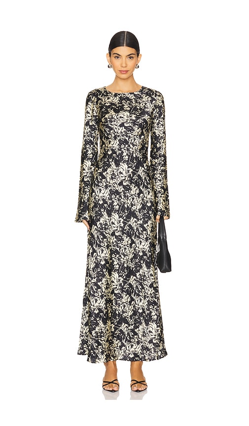 Ganni Satin Maxi Dress in Flan