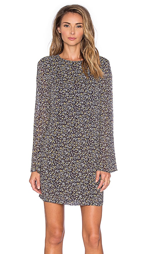 long sleeve floral shift dress