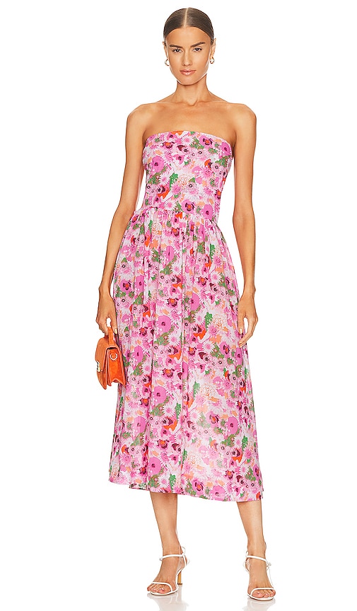 ganni pink shiny tech strap midi dress Ganni Shiny Tech Strap Midi Dress - Lilac