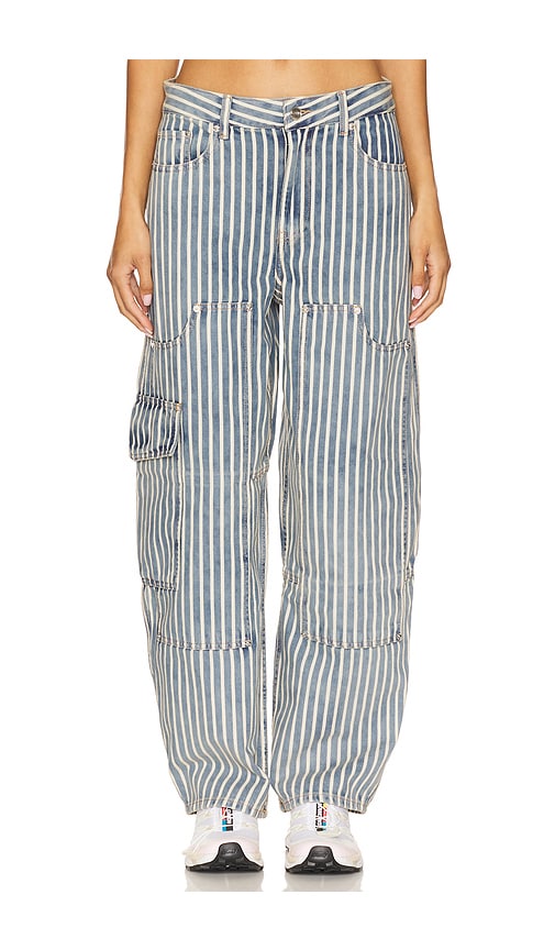 Light Stripe Denim Carpenter Jeans in Blue. - size 28 (also in 26, 27)