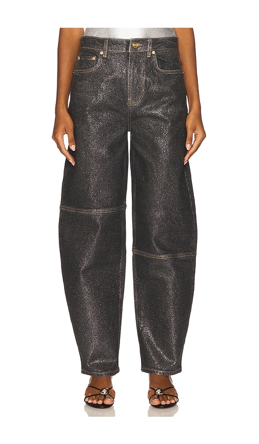Shimmery Foil Denim Stary in Black. - size 24 (also in 25, 26, 27, 29) - Ganni - Modalova