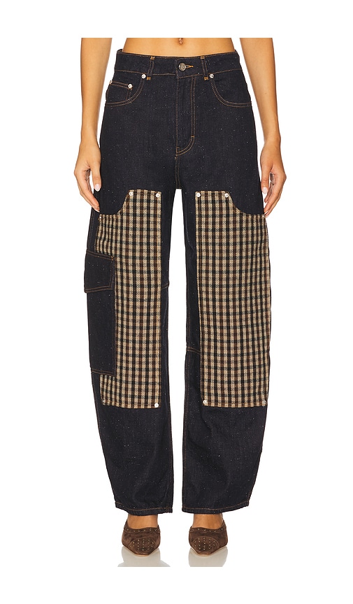 Ganni Light Stripe Denim Carpenter Jeans in Blue. - size 26
