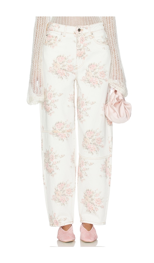 Ganni Print Denim Stary Straight Leg