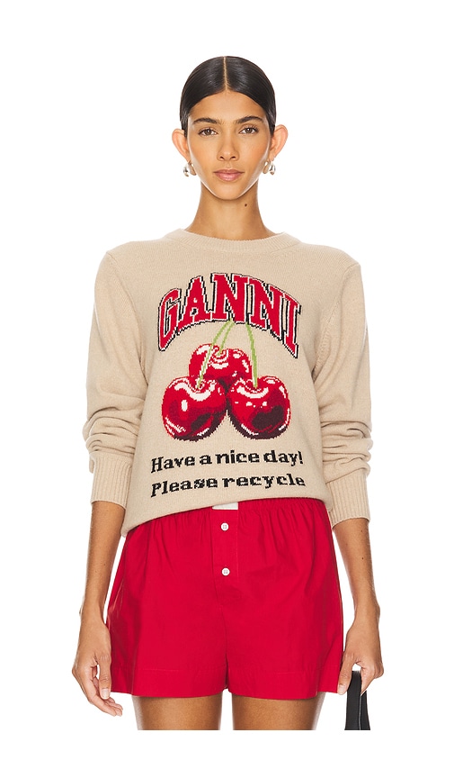 Ganni Graphic Mix Cherry Sweatshirt in Safari