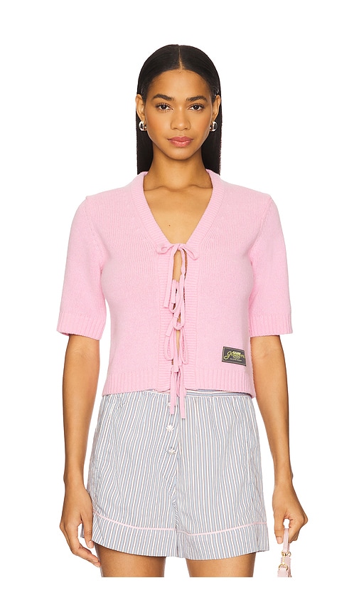 Future Wool Short Sleeve Cardigan in Pink. - size L (also in M, S, XS) - Ganni - Modalova