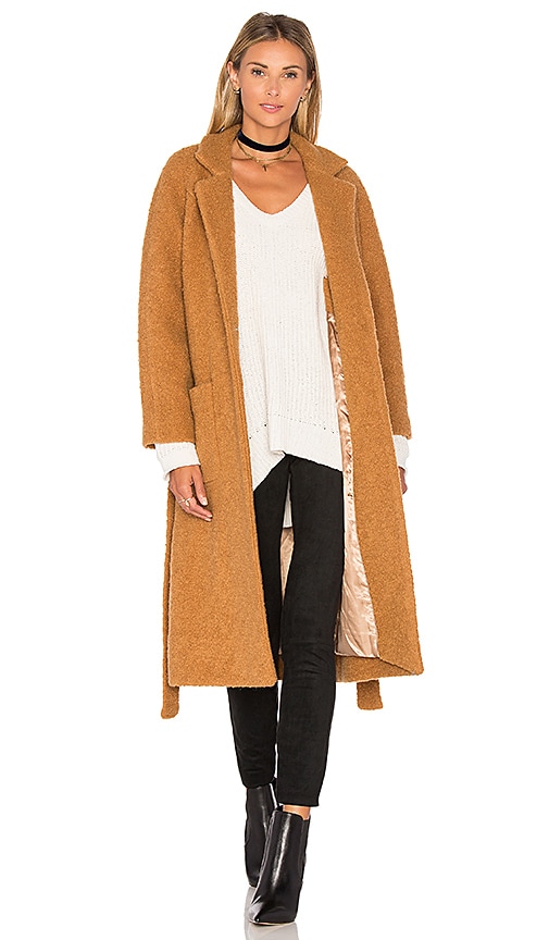 Ganni Fenn Wrap Coat in Tobacco Brown | REVOLVE