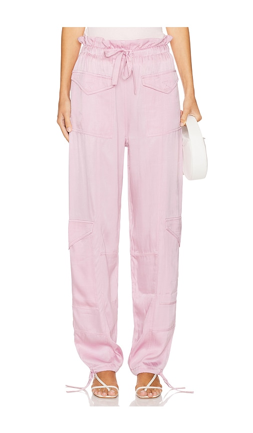 Shop Ganni Washed Satin Pants In Bleached Mauve