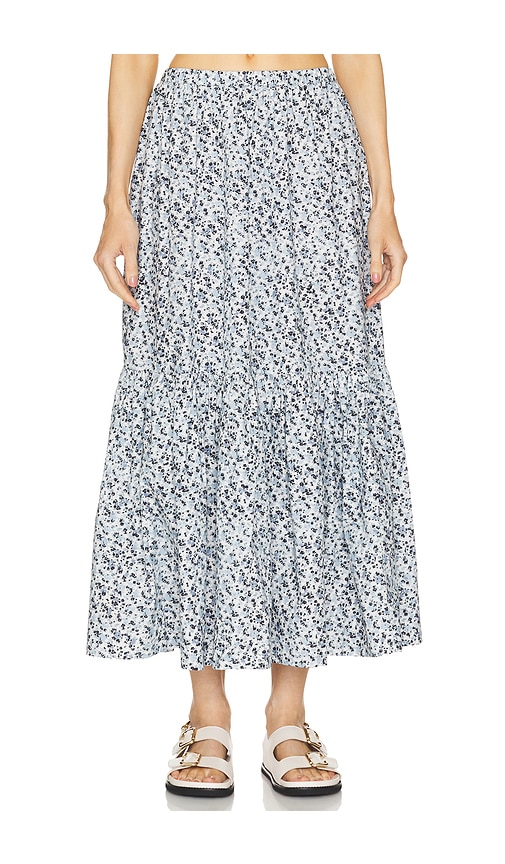 Ganni Maxi Flounce Skirt In Blue