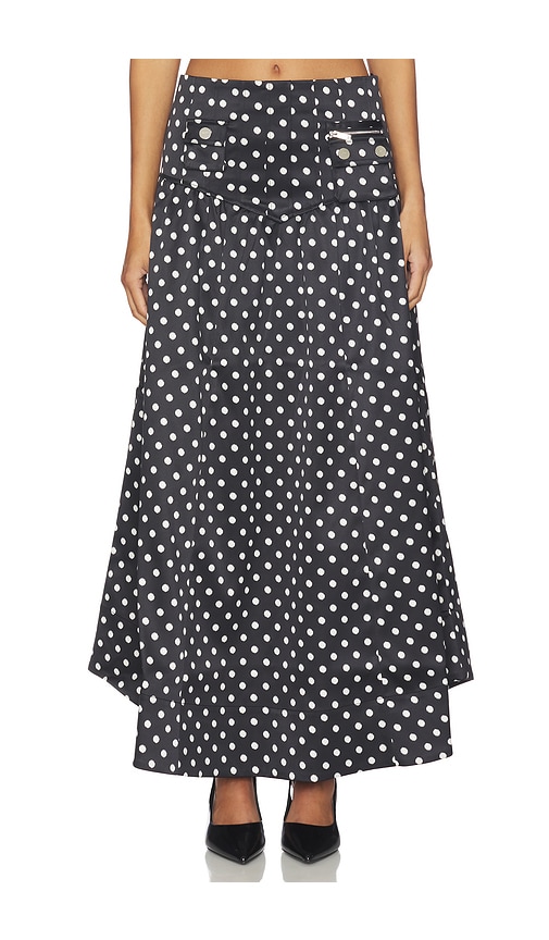 Ganni Women's Printed Double Satin Corset A-line Maxi Skirt In Black