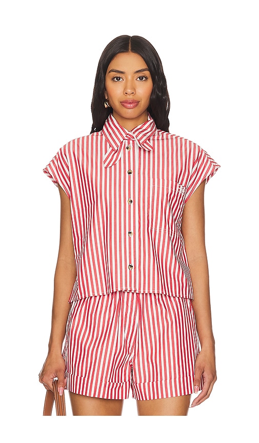 Shop Ganni Collar Shirt In Barbados Cherry