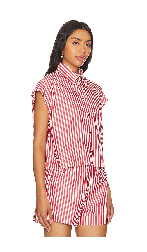 Shop Ganni Collar Shirt In Barbados Cherry