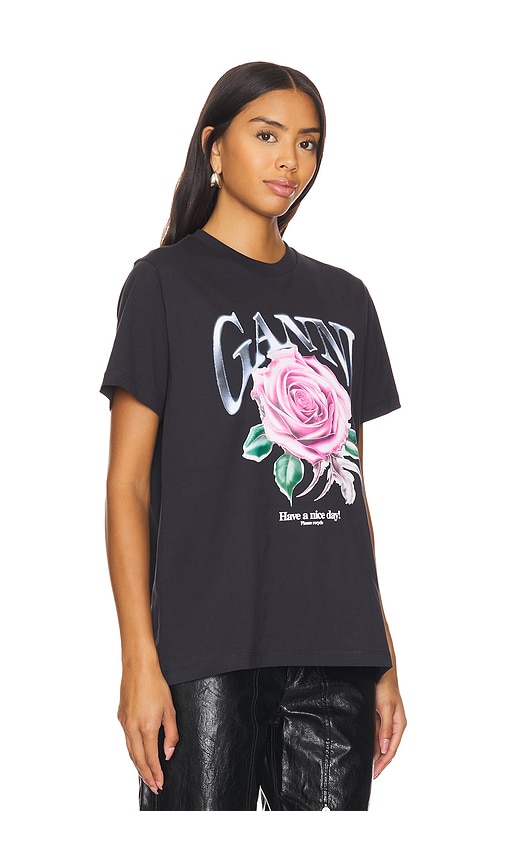 Shop Ganni Basic Rose T-shirt In 浅灰