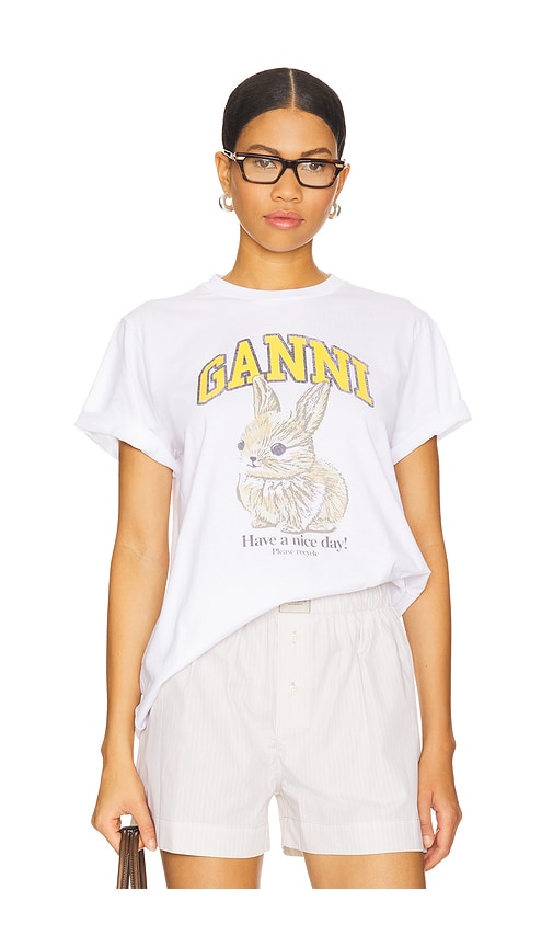 Basic Jersey Baby Bun Relaxed T- Shirt in White. - size L (also in M, S, XL, XS, XXS) - Ganni - Modalova