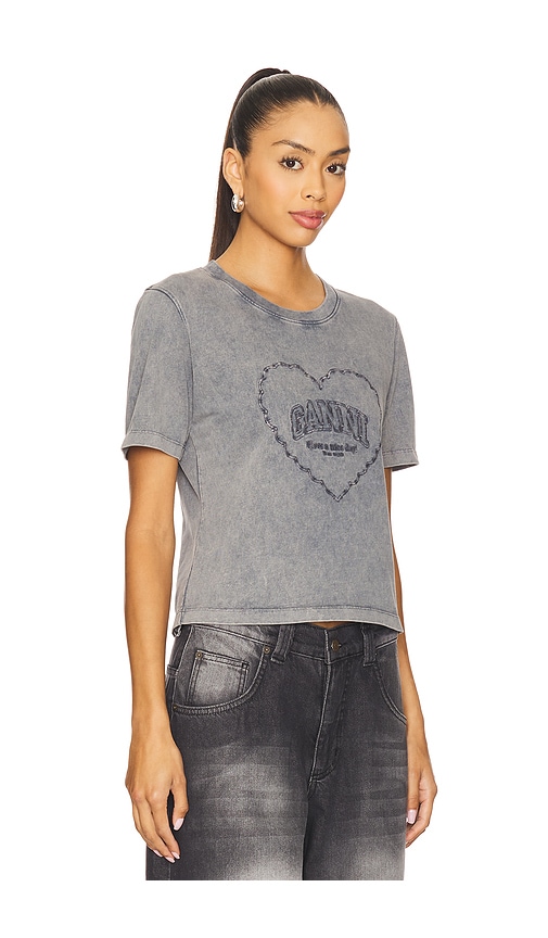 Heavy Cotton Jersey Heart Small T-shirt in Charcoal. - size XL (also in L, M, S, XS)