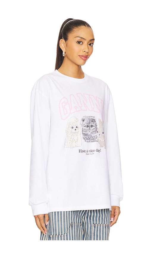 Re-cut Heavy Jersey Animals Long Sleeve in White. - size XL (also in L, M, S, XS)