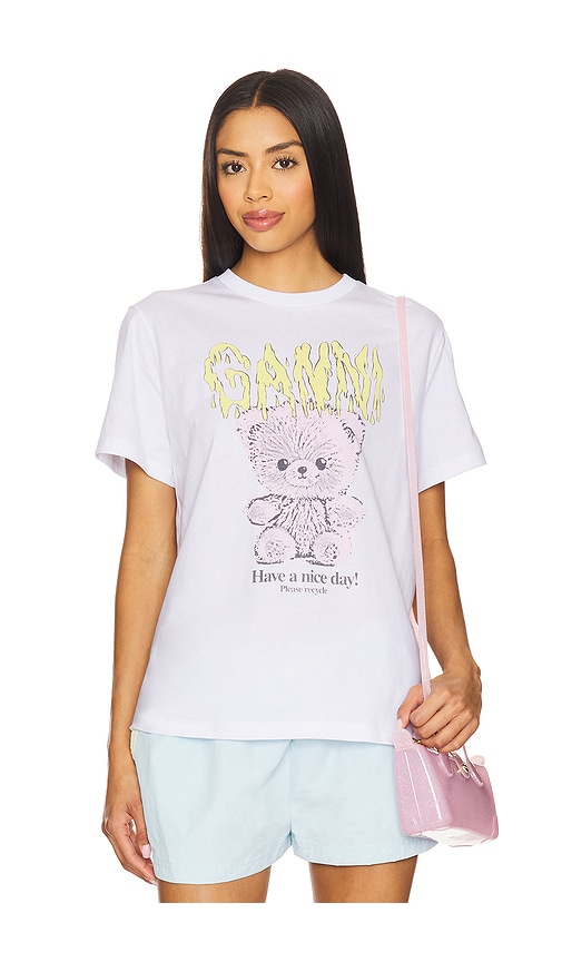 Basic Cotton Jersey Teddy Relaxed T-shirt in White. - size XS (also in L, M, S, XL, XXS)