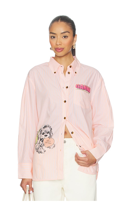 Ganni Stripe Cotton Oversized Shirt