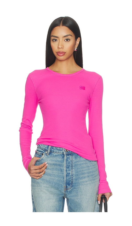 Ganni Soft Cotton Rib Long Sleeve Top