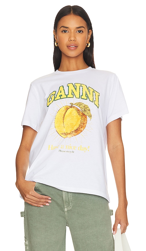 Ganni - Basic Jersey Peach Relaxed T-shirt In White