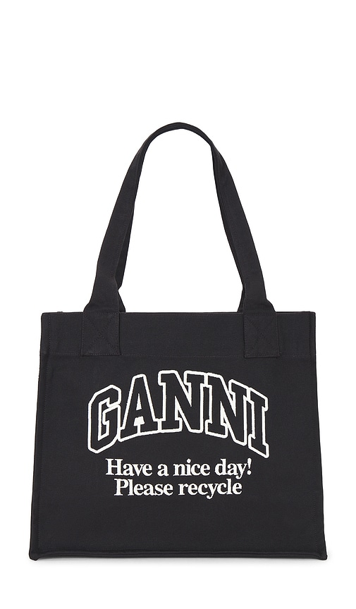 Large Easy Shopper Contrasted Logo Bag in Black.