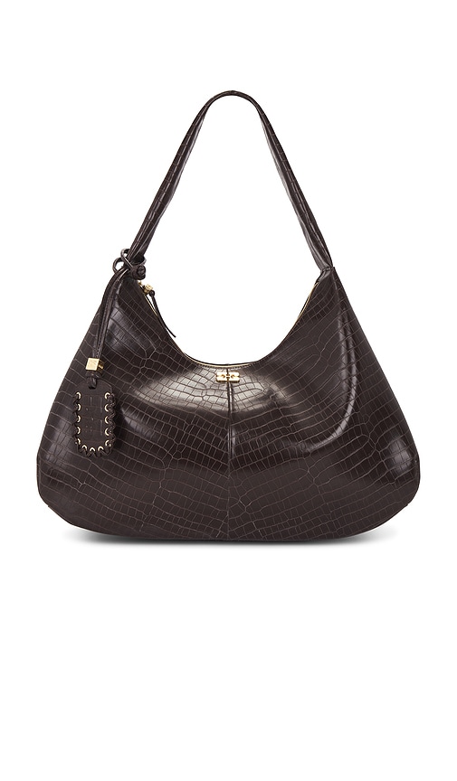 Ganni Bou Hobo XXL Croco Bag in Chocolate.