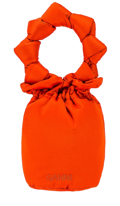 Ganni Knotted Bucket Bag In Orange