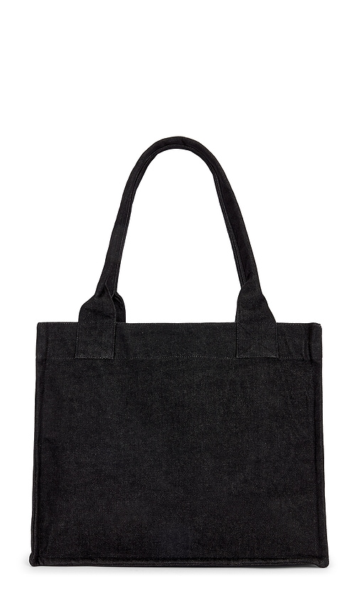 Ganni Large Denim Easy Shopper Tote In Black