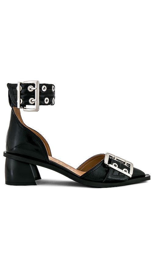 Shop Ganni Chunky Buckle Pump In Black