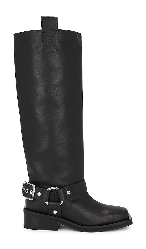 Shop Ganni Biker Tubular Boot In 黑色