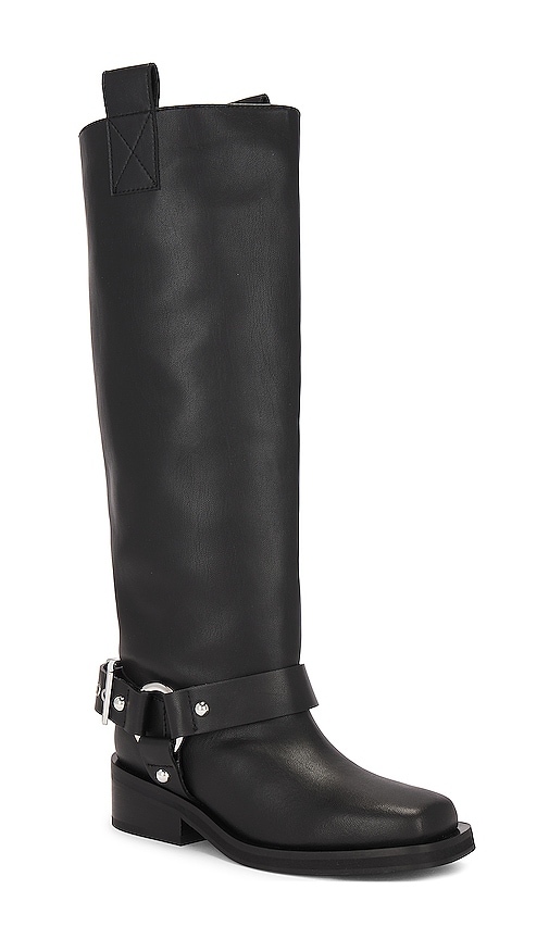 Shop Ganni Biker Tubular Boot In 黑色