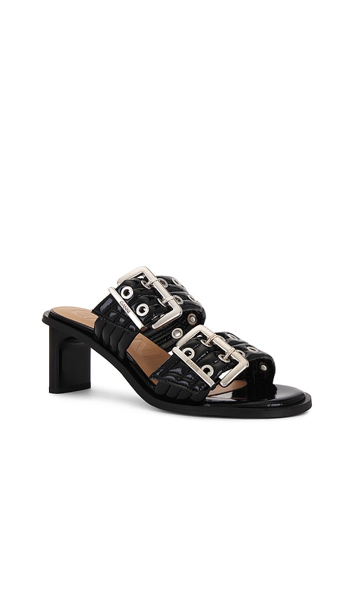 Shop Ganni Buckle Mule Sandal In Black