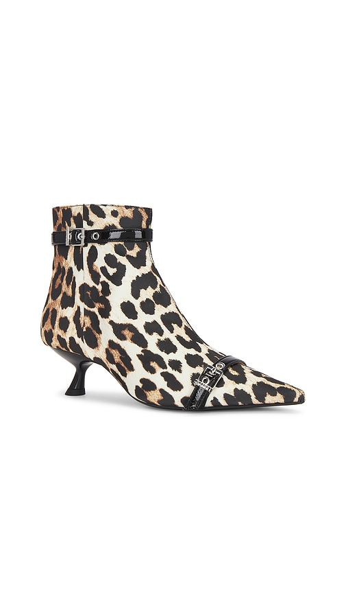 Shop Ganni Eyelets Kitten Heel Boot In Brown