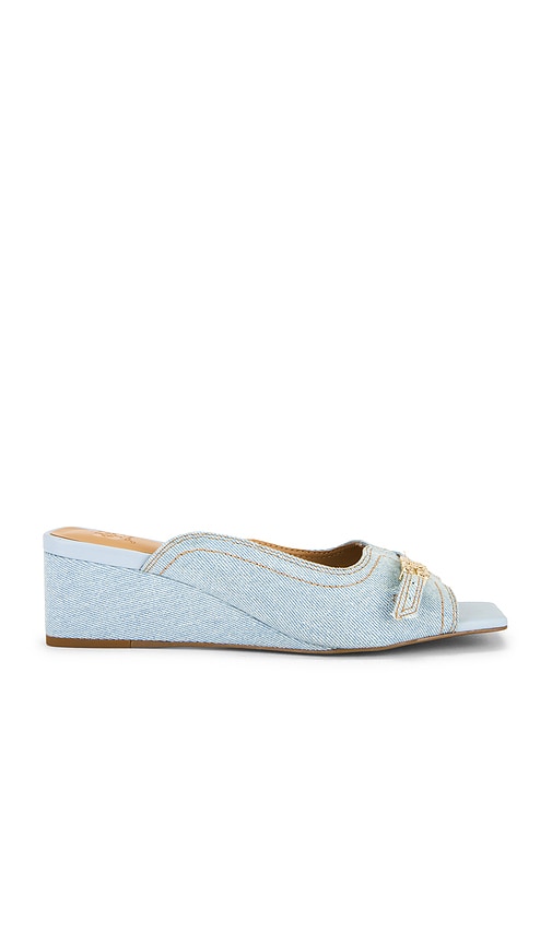 Butterfly Wedge Mule Sandal Denim in Blue. - size 40 (also in 36, 37, 38, 39)
