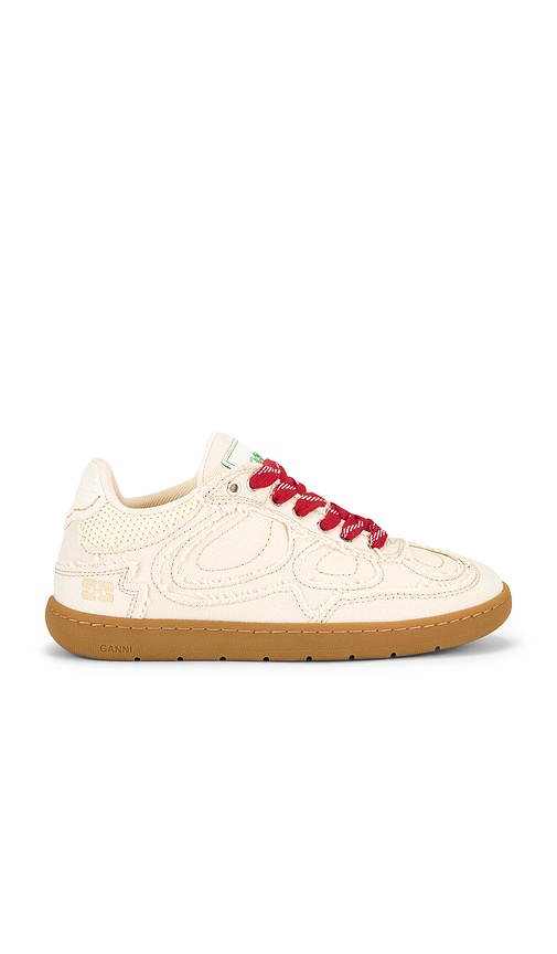 Canvas Undone Edge Sneaker in Beige. - size 41 (also in 37, 38, 39, 40)