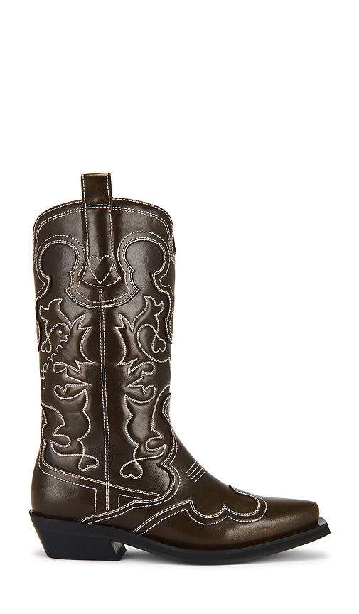 Mid Shaft Embroidered Western Boot in Brown. - size 39 (also in 37, 38)