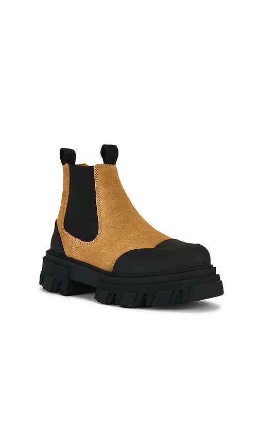 Ganni Low Chelsea Ankle Boots Leather Brown