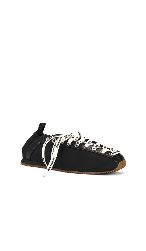 Ganni Sporty Nylon Ballerina Sneakers Lace Up In Black