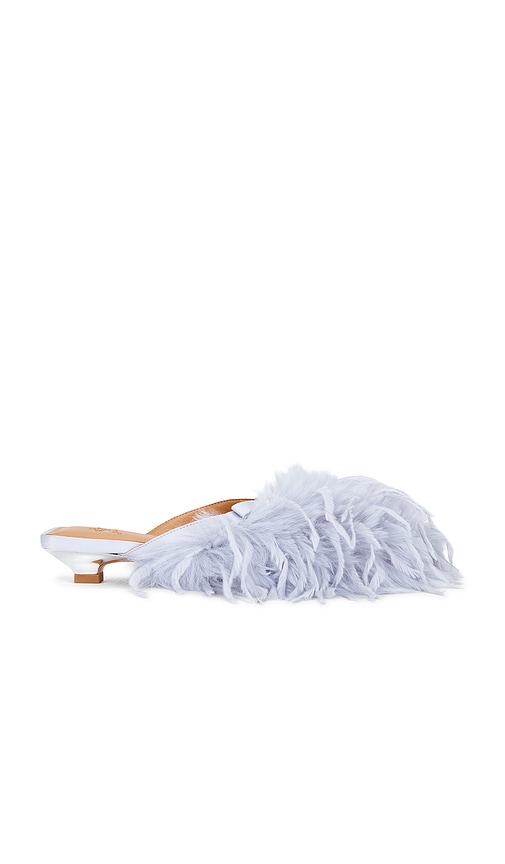 Ganni Sue Kitten Heel Mule Faux Feathers in Baby Blue. - size 36 (also in 37, 38, 40)