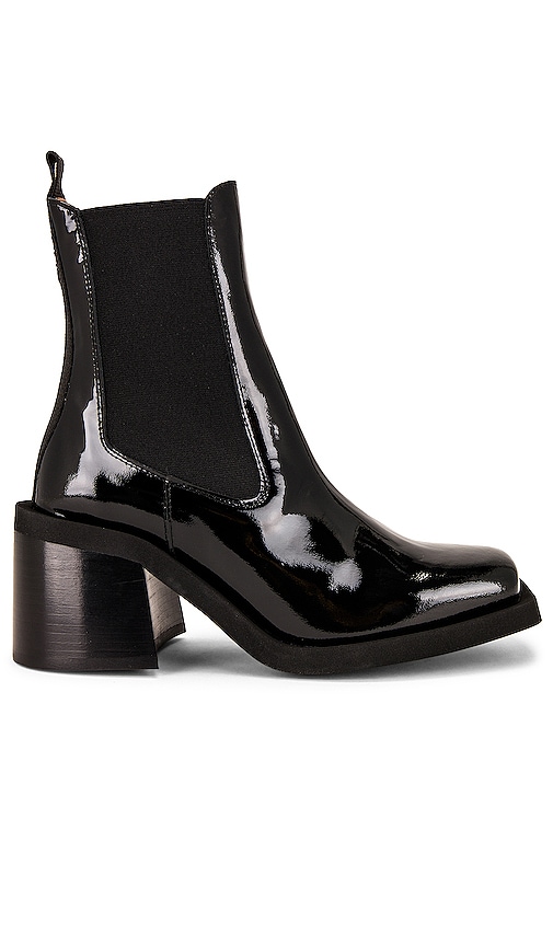 Ganni Patent Chelsea Boot in Black | REVOLVE