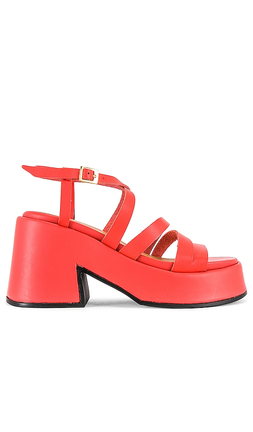 Ganni Asymmetric Platform Wedge in Paprika