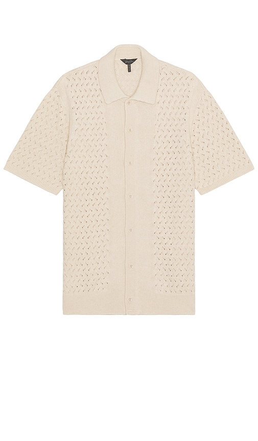 Shop Good Man Brand Essex Short Sleeve Open Knit Shirt In 燕麦色