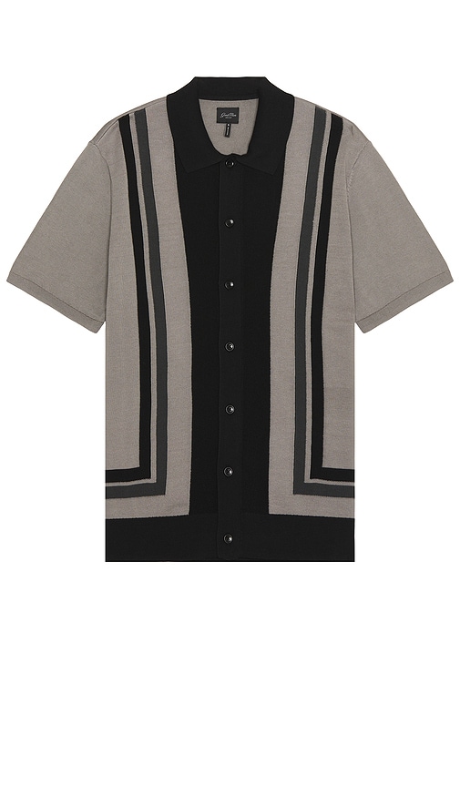Good Man Brand Essex Short Sleeve Stripe Knit Shirt In 麻灰色