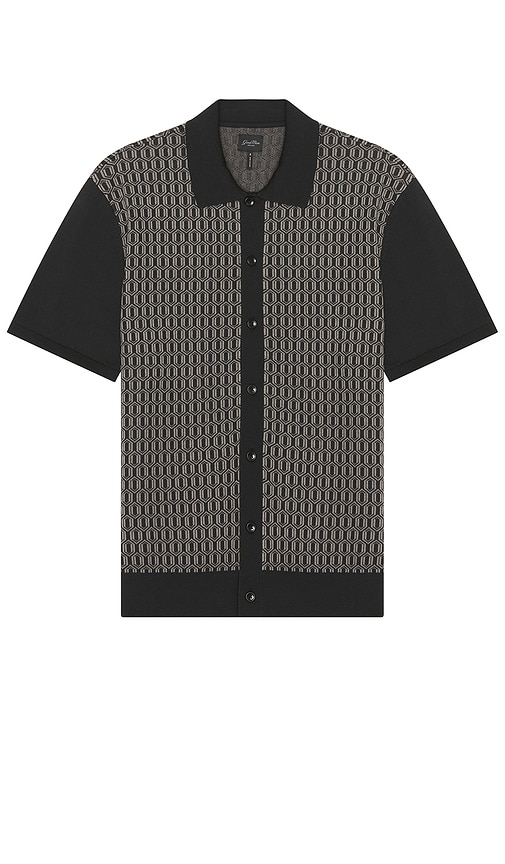 Shop Good Man Brand Essex Short Sleeve Geo Knit Shirt In 黑色