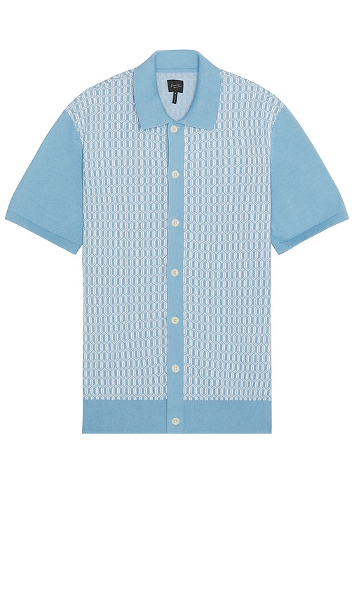 Shop Good Man Brand Essex Short Sleeve Geo Knit Shirt In 暗蓝色