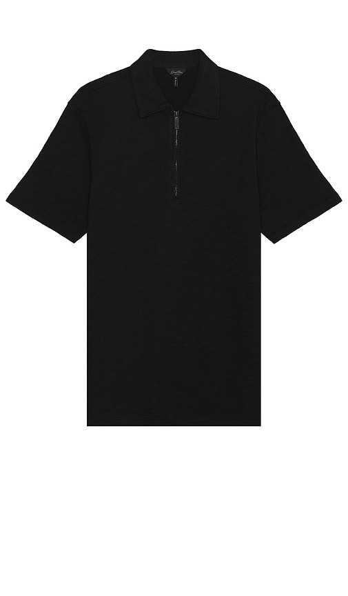 Shop Good Man Brand Short Sleeve Zip Polo In 黑色