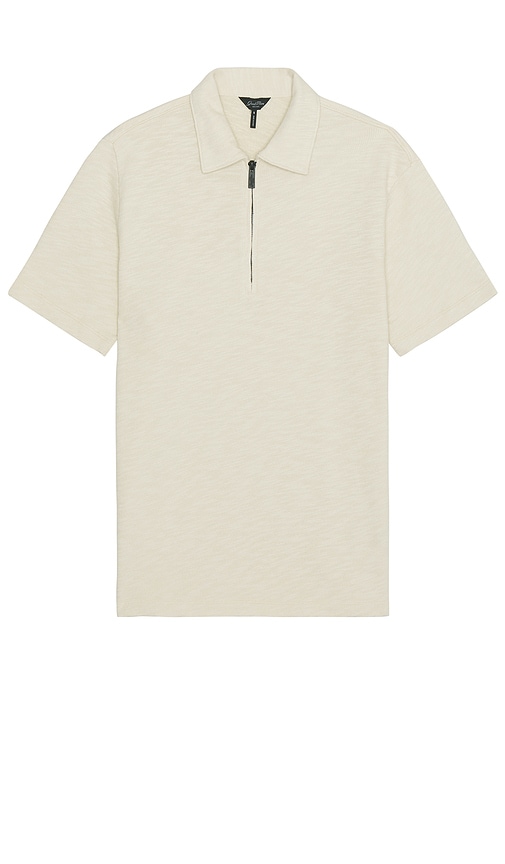 Shop Good Man Brand Short Sleeve Zip Polo In 燕麦色